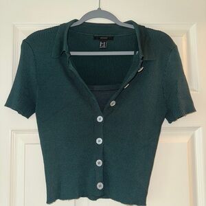 Forever 21 Forest Green Button-Down Top